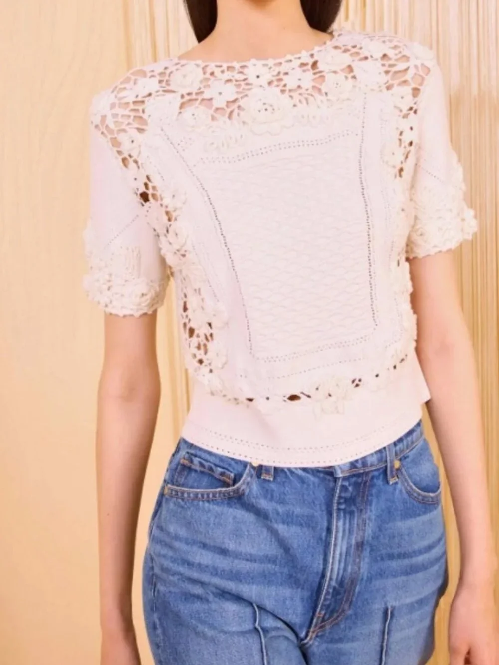 NWOT ULLA JOHNSON Stella Short Sleeve Knit Top Sweater in Pristine S $750